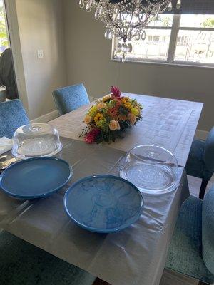 Getting the table ready for thanksgiving.