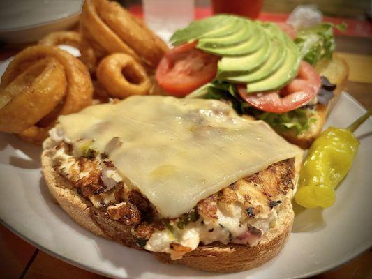 Tuna Melt and Onion Rings