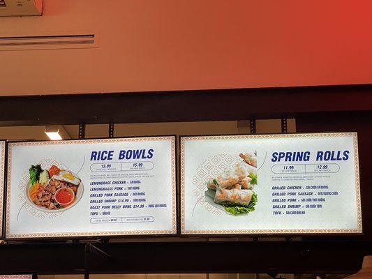 Menu of 7:1/23 - Rice Bowls & Spring Rolls  NO More Pad Thai or Pad Se Ew