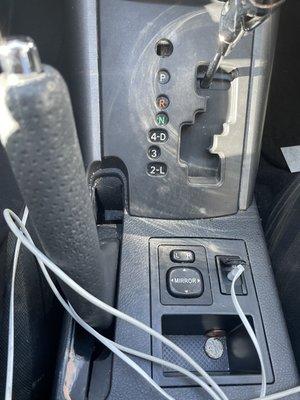 Dust and grime on gear shift