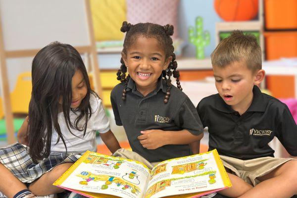 Kindergarteners developing their love for reading.