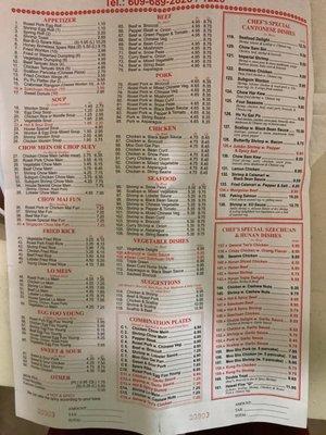 Mr. China Menu