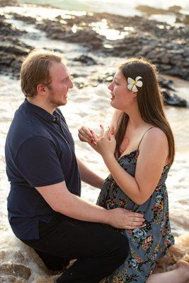 Surprise Engagement Photo Session on a Magical Beach in Makena Maui