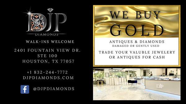 We buy gold
We buy diamonds
Free appraisals