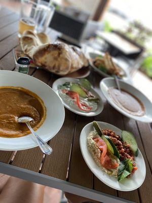 Lentil soup and pick two cold dips