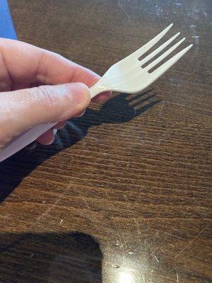 The cheapest tiniest forks possible.. My kids both wanted to bring a real fork next time. These are really awful.