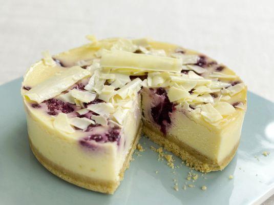 White chocolate raspberry swirl cheesecake