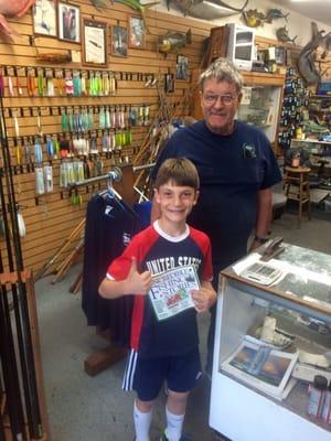 Pete is a true blessing! He set us up with 2 nice reels w/new line, mounted them on our rods & gave Mason a book. Thanks Pete!