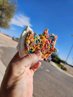 Fruity pebbles with vanilla ice cream