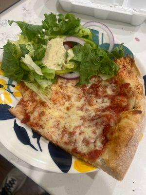 Plain pizza and salad