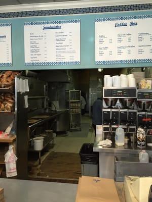 Kitchen in the back - watch fresh bagels being made!