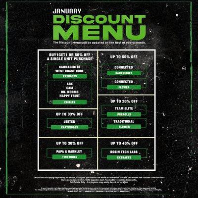 JANUARY DISCOUNT MENU