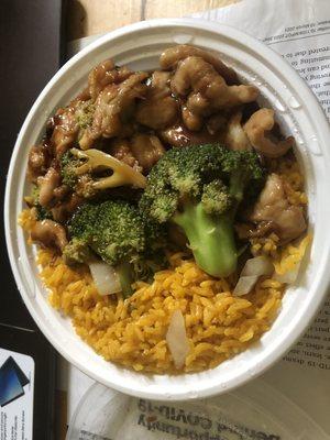 Chicken and broccoli with rice