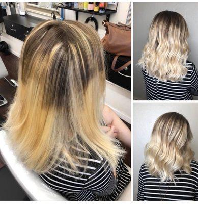 Before (terrible mistake done by another colorist) & AFTER by Natalie! Sept 2018