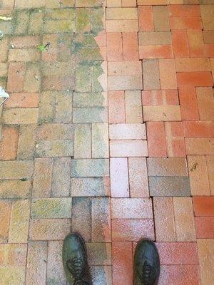 We can thoroughly clean, resand, and coat your paver/ brick patio.  We remove the grime completely so this is much better than powerwashing