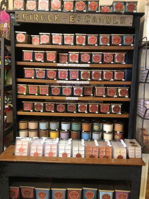 Full line of Circle E candles and wax melts