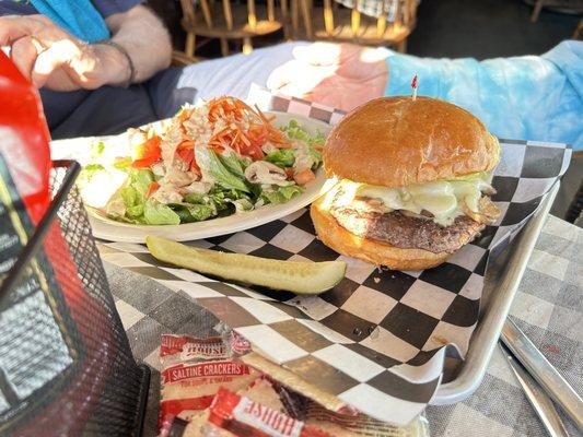 Mushroom burger and side salad