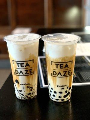 Dirty Milk Tea with grass jelly and boba