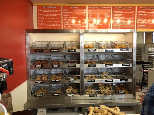 Inside bagels selection