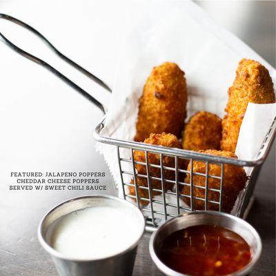 Jalapeno Poppers - Cheddar cheese poppers served with sweet chili sauce