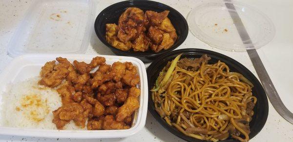 All three dishes (after a first scoop of each !!!!) - Do not order the General Tso chicken!!!!