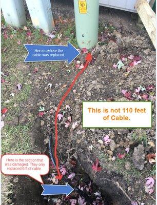 Wow is trying to charge $1486.44 for for 110' of cable and installation. Only 6' was replaced.