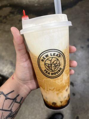 Brown sugar milk tea with boba , it was my first time trying and I have got to say 10/10 amazing service and very nice staff :)