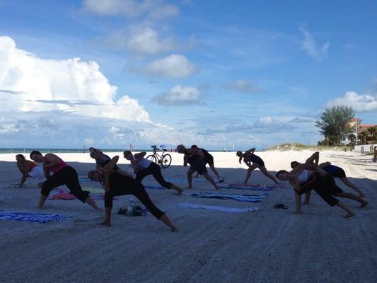 Morning Beach Yoga...you can be in the sun or in the shade.