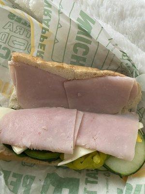 My boring sandwich with no lettuce and cheap deli meat.