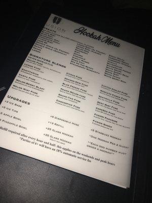 Hookah Menu