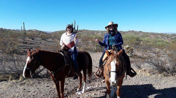 Trail riding. Beautiful ride, great horses. Mom and daughter getaway!