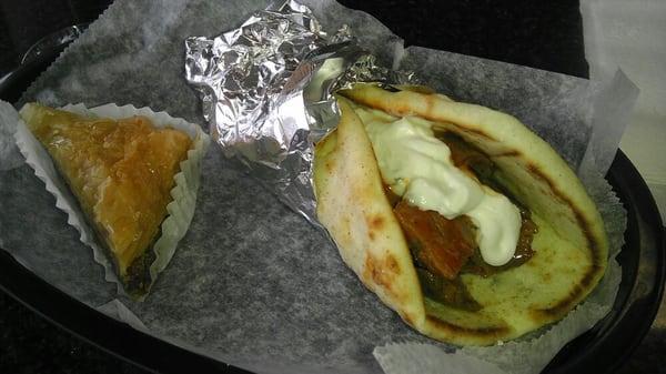 The spicy gyro.  And a nice slice of baklava.