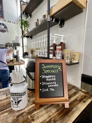 Summer specials and drink sizes