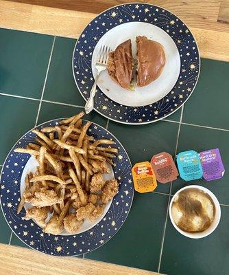 Nuggets & chicken sandwich for lunch at home!