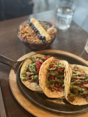 Vegan Tacos & Protein Acai Bowl