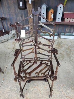 2 chairs made from old wrenches were so cool but heavy.