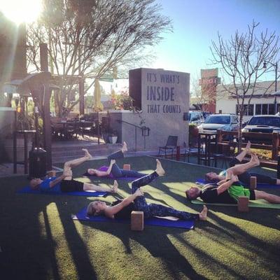 Teresa teaches seasonal Yoga on the Lawn at Postino East in downtown Gilbert, Az. Classes run Sept.-Nov. & Feb.-April.