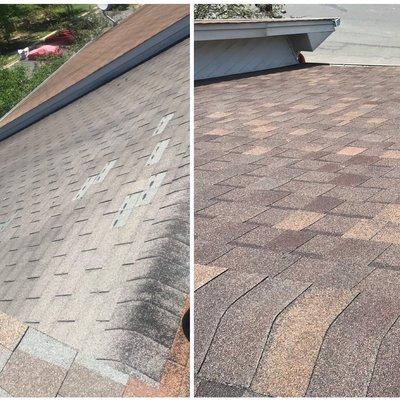 Roof installation before and after