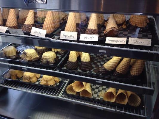 Lots of custom waffle cones and bowls.