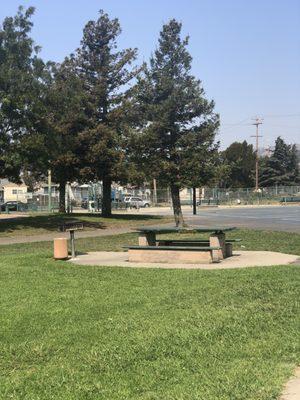 Picnic table, bbq pit