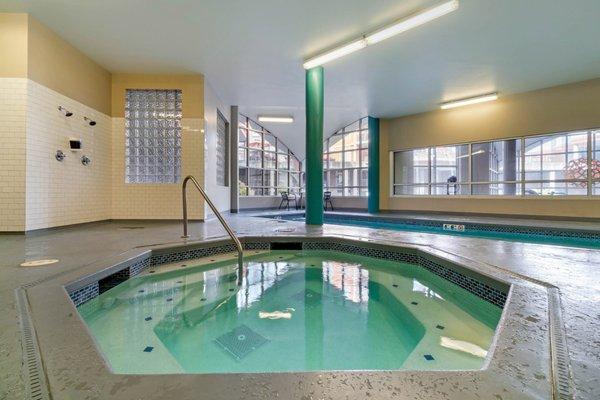 Indoor swimming pool and spa.