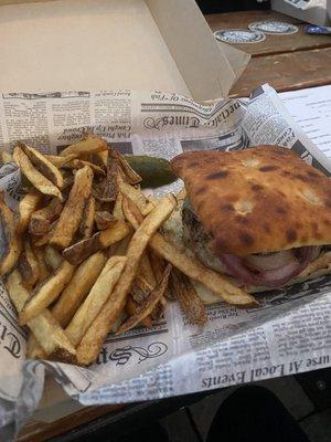 Turkey burger and fries