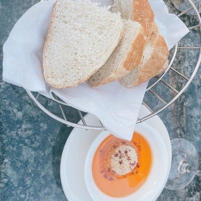 Oil with Parmesan and warm bread