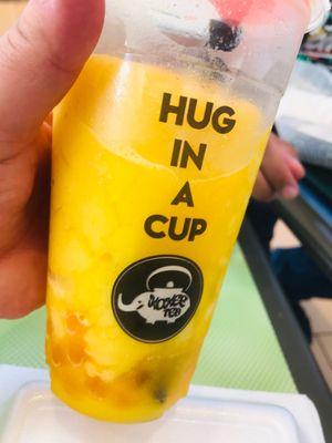 Mango peach boba tea