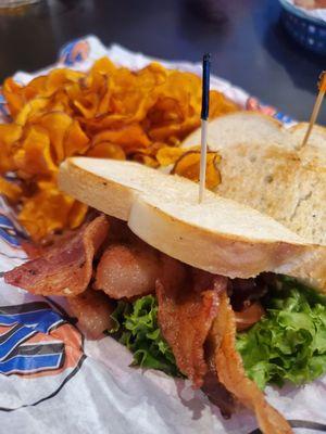 Blt with sweet potatoe chips