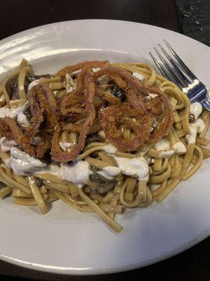 Brisket and noodles - very tasty and plentiful despite the accompanying staph in it or the salad served before.