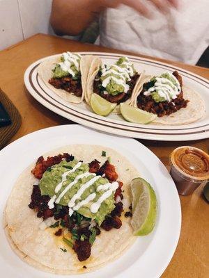 Three pastor tacos ($12) and one chorizo taco ($4.50)