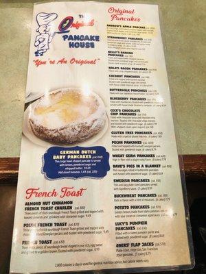 Front of the menu