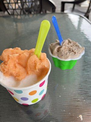 lemon & blood orange gelato - medium; hazelnut gelato - small