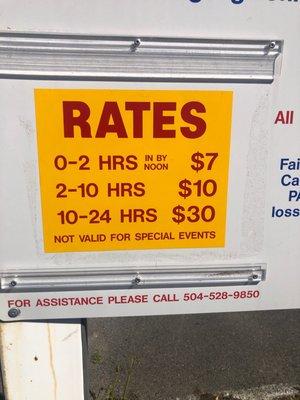 Parking rates